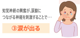 3.涙がでる 知覚神経の興奮が、涙腺につながる神経を刺激することで…